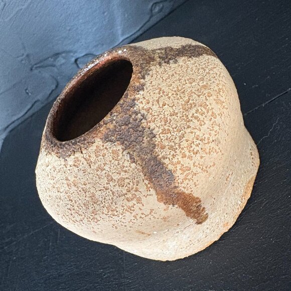 Vintage Brown Signed Studio Pottery Mini Vase - Picture 3 of 6